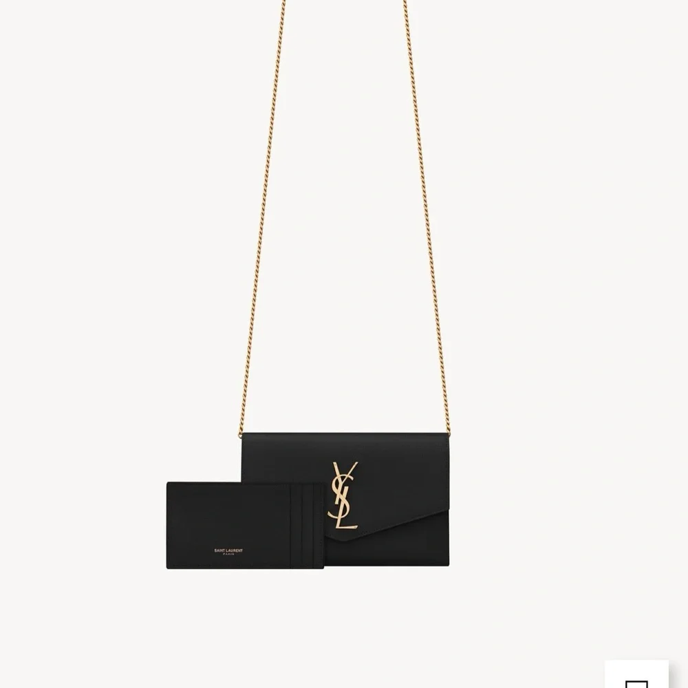 SAINT LAURENT Uptown Chain Wallet in Grain De Poudre Embossed Leather - Picture 9 of 14
